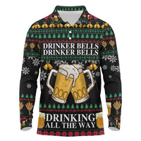 Drinker Bell Christmas Long Sleeve Polo Shirt Funny Xmas Holiday Patterns - Wonder Print Shop