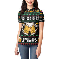 Drinker Bell Christmas Women Polo Shirt Funny Xmas Holiday Patterns - Wonder Print Shop