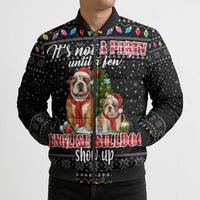 English Bulldog Show Up Christmas Bomber Puffer Jacket Funny Xmas Holiday Patterns - Wonder Print Shop