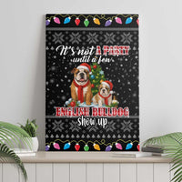 English Bulldog Show Up Christmas Canvas Wall Art Funny Xmas Holiday Patterns - Wonder Print Shop