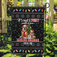English Bulldog Show Up Christmas Garden Flag Funny Xmas Holiday Patterns - Wonder Print Shop