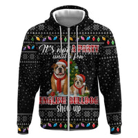 English Bulldog Show Up Christmas Hoodie Funny Xmas Holiday Patterns - Wonder Print Shop