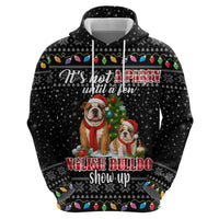 English Bulldog Show Up Christmas Hoodie Funny Xmas Holiday Patterns - Wonder Print Shop