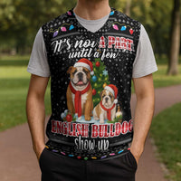 English Bulldog Show Up Christmas Knitted V-Neck Vest Funny Xmas Holiday Patterns - Wonder Print Shop