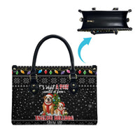 English Bulldog Show Up Christmas Leather Bag Funny Xmas Holiday Patterns - Wonder Print Shop