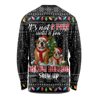 English Bulldog Show Up Christmas Long Sleeve Shirt Funny Xmas Holiday Patterns - Wonder Print Shop