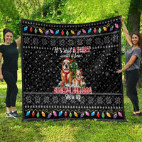 English Bulldog Show Up Christmas Quilt Funny Xmas Holiday Patterns - Wonder Print Shop