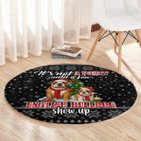 English Bulldog Show Up Christmas Round Carpet Funny Xmas Holiday Patterns - Wonder Print Shop
