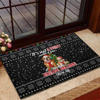 English Bulldog Show Up Christmas Rubber Doormat Funny Xmas Holiday Patterns - Wonder Print Shop