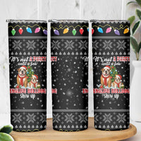 English Bulldog Show Up Christmas Skinny Tumbler Funny Xmas Holiday Patterns - Wonder Print Shop