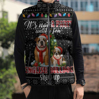 English Bulldog Show Up Christmas Sleeveless Puffer Jacket Funny Xmas Holiday Patterns - Wonder Print Shop
