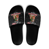 English Bulldog Show Up Christmas Slide Sandals Funny Xmas Holiday Patterns - Wonder Print Shop