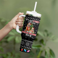 English Bulldog Show Up Christmas Tumbler With Handle Funny Xmas Holiday Patterns - Wonder Print Shop