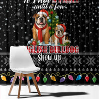 English Bulldog Show Up Christmas Window Curtain Funny Xmas Holiday Patterns - Wonder Print Shop