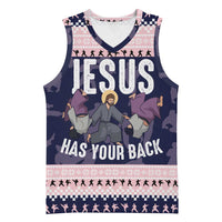 Jesus Has Your Back Jiu Jitsu Christmas Basketball Jersey Funny Xmas Holiday Patterns - Wonder Print Shop