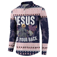 Jesus Has Your Back Jiu Jitsu Christmas Button Sweatshirt Funny Xmas Holiday Patterns - Wonder Print Shop