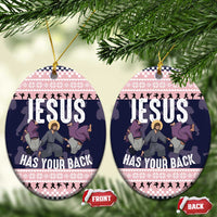 Jesus Has Your Back Jiu Jitsu Christmas Ceramic Ornament Funny Xmas Holiday Patterns - Wonder Print Shop