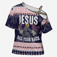 Jesus Has Your Back Jiu Jitsu Christmas Cross Shoulder Shirt Funny Xmas Holiday Patterns - Wonder Print Shop