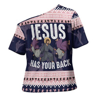 Jesus Has Your Back Jiu Jitsu Christmas Cross Shoulder Shirt Funny Xmas Holiday Patterns - Wonder Print Shop