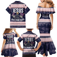 Jesus Has Your Back Jiu Jitsu Christmas Family Matching Mermaid Dress and Hawaiian Shirt Funny Xmas Holiday Patterns - Wonder Print Shop