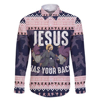 Jesus Has Your Back Jiu Jitsu Christmas Family Matching Short Sleeve Bodycon Dress and Hawaiian Shirt Funny Xmas Holiday Patterns - Wonder Print Shop