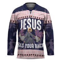Jesus Has Your Back Jiu Jitsu Christmas Hockey Jersey Funny Xmas Holiday Patterns - Wonder Print Shop