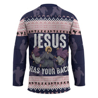 Jesus Has Your Back Jiu Jitsu Christmas Hockey Jersey Funny Xmas Holiday Patterns - Wonder Print Shop