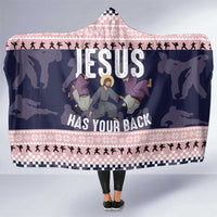 Jesus Has Your Back Jiu Jitsu Christmas Hooded Blanket Funny Xmas Holiday Patterns - Wonder Print Shop