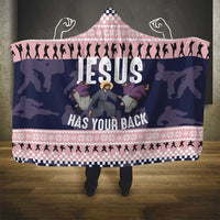 Jesus Has Your Back Jiu Jitsu Christmas Hooded Blanket Funny Xmas Holiday Patterns - Wonder Print Shop