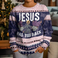 Jesus Has Your Back Jiu Jitsu Christmas Kid Ugly Christmas Sweater Funny Xmas Holiday Patterns - Wonder Print Shop