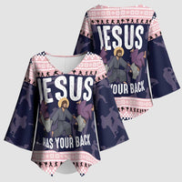 Jesus Has Your Back Jiu Jitsu Christmas Kimono Sleeve Blouse Funny Xmas Holiday Patterns - Wonder Print Shop