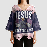 Jesus Has Your Back Jiu Jitsu Christmas Kimono Sleeve Blouse Funny Xmas Holiday Patterns - Wonder Print Shop