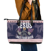 Jesus Has Your Back Jiu Jitsu Christmas Leather Tote Bag Funny Xmas Holiday Patterns - Wonder Print Shop