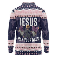 Jesus Has Your Back Jiu Jitsu Christmas Long Sleeve Polo Shirt Funny Xmas Holiday Patterns - Wonder Print Shop