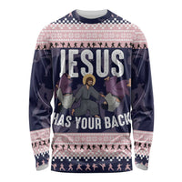 Jesus Has Your Back Jiu Jitsu Christmas Long Sleeve Shirt Funny Xmas Holiday Patterns - Wonder Print Shop