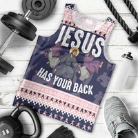Jesus Has Your Back Jiu Jitsu Christmas Men Tank Top Funny Xmas Holiday Patterns - Wonder Print Shop