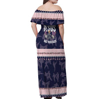 Jesus Has Your Back Jiu Jitsu Christmas Off Shoulder Maxi Dress Funny Xmas Holiday Patterns - Wonder Print Shop
