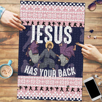 Jesus Has Your Back Jiu Jitsu Christmas Puzzle Funny Xmas Holiday Patterns - Wonder Print Shop