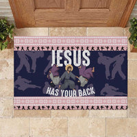 Jesus Has Your Back Jiu Jitsu Christmas Rubber Doormat Funny Xmas Holiday Patterns - Wonder Print Shop
