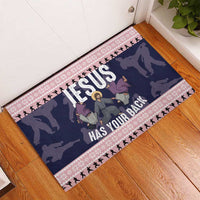 Jesus Has Your Back Jiu Jitsu Christmas Rubber Doormat Funny Xmas Holiday Patterns - Wonder Print Shop