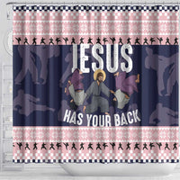 Jesus Has Your Back Jiu Jitsu Christmas Shower Curtain Funny Xmas Holiday Patterns - Wonder Print Shop