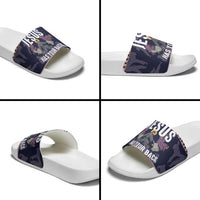 Jesus Has Your Back Jiu Jitsu Christmas Slide Sandals Funny Xmas Holiday Patterns - Wonder Print Shop