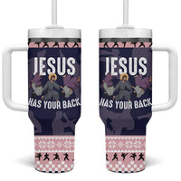 Jesus Has Your Back Jiu Jitsu Christmas Tumbler With Handle Funny Xmas Holiday Patterns - Wonder Print Shop