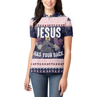 Jesus Has Your Back Jiu Jitsu Christmas Women Polo Shirt Funny Xmas Holiday Patterns - Wonder Print Shop
