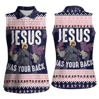 Jesus Has Your Back Jiu Jitsu Christmas Women Sleeveless Polo Shirt Funny Xmas Holiday Patterns - Wonder Print Shop