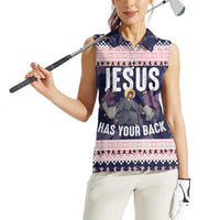 Jesus Has Your Back Jiu Jitsu Christmas Women Sleeveless Polo Shirt Funny Xmas Holiday Patterns - Wonder Print Shop