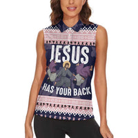 Jesus Has Your Back Jiu Jitsu Christmas Women Sleeveless Polo Shirt Funny Xmas Holiday Patterns - Wonder Print Shop