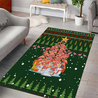 Flamingo Christmas Tree Christmas Area Rug Funny Xmas Holiday Patterns - Wonder Print Shop