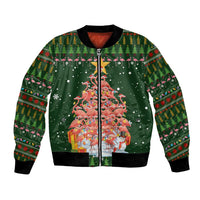 Flamingo Christmas Tree Christmas Bomber Jacket Funny Xmas Holiday Patterns - Wonder Print Shop