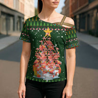 Flamingo Christmas Tree Christmas Cross Shoulder Shirt Funny Xmas Holiday Patterns - Wonder Print Shop